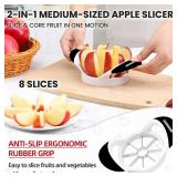 SCHVUBENR 3.5 Inch Apple Slicer - Professional Apple Cutter - Stainless Steel Apple Corer - Super Sharp Apple Slicer and Corer - Apple Tool with 8 Sharp Blades(Black)