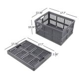 Nesmilers 3 Packs Plastic Collapsible Crates Folding Baskets Organizing Bin (32 L)
