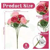 Ovveroche 8 Pack Pink, Dark Pink Peonies Artificial Flowers, Fake Silk Hydrangea Bouquet for Bridal Wedding Home Table Decor Reusable Dining Opening Ceremony Birthday Arrangement Faux Floral
