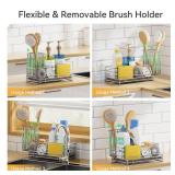 Yofidra Kitchen Sink Caddy with Instant Drying Stone, Metal Stainless Steel Dish Sponge Holder Basket for Sponges, Scrubbers, Soap, 9.5\" X 5.5\" X 5.7\" Sink Box Organizer