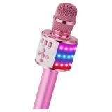 BONAOK Karaoke Microphone for Kids & Adults - Bluetooth Microphones Singing Mic with Disco Lights, Echo Effect, Built-in Speaker Portable Karaoke Player for Party Travel Gifts Q78(Light Pink)