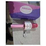 BONAOK Karaoke Microphone for Kids & Adults - Bluetooth Microphones Singing Mic with Disco Lights, Echo Effect, Built-in Speaker Portable Karaoke Player for Party Travel Gifts Q78(Light Pink)