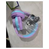 iClever BTH12 Kids Bluetooth Headphones,Colorful LED Lights Kids Headphones Wireless,74/85dBA Safe Volume,85H Playtime,Fast Charging,Bluetooth 5.2,Over Ear,Built-in Mic for iPad/Tablet/Airplane,Purple