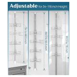 SEIRIONE Corner Shower Caddy Tension Pole, Quick Setup, Rust-Free Bathroom Shower Organizer Corner for Bathtub Shampoo Storage, 4-Tier Adjustable Shelf, Drill Free, Fits 34 to 116 Inch Height, Silver