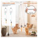 HAPPYCODE Rechargeable Electric Cat Teaser with Remote Interactive Door Clip Teaser for Cats, 2 Motion Modes (360° Spin & Irregular Jumping), Smart Auto Cat Toy for Exercise & Fun (Gray)