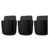 kulusion 3 Pcs Remote Control Holder, Wall Mount Pen Holder Hole-Free Self Adhesive Phone Charging Organizer Pencil Storage Containers for Home Office School Supply Orgaizer(Black)