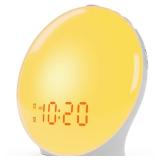 Wake Up Light Sunrise Alarm Clock for Kids, Heavy Sleepers, Bedroom, with Sunrise Simulation, Sleep Aid, Dual Alarms, FM Radio, Snooze, Nightlight, Daylight, 7 Colors, 7 Natural Sounds, Ideal for Gift