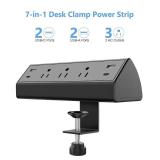Jgstkcity Desk Clamp Power Strip,40W Total Fast Charging Station,2 PD 20W USB C Ports,Desk Edge Mount Surge Protector for Home, Office,3 Outlets,Fit 1.96\" Tabletop Edge,ETL Listed