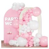 PartyWoo Pink and White Balloons, 140 pcs Pastel Pink and White Balloons Different Sizes Pack of 18 Inch 12 Inch 10 Inch 5 Inch for Balloon Garland or Arch as Birthday Decorations, Party Decorations