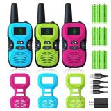 Walkie Talkies for Kids Rechargeable 3 Pack - Long Range Kid Walkie Talkie for Camping Hiking Outdoor - Walkie-Talkies Walky Talky for Kids - Toys and Gifts for 3-12 Year Old Boys Girls