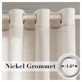 H.VERSAILTEX Linen Curtains Flax Linen Blended Curtain Panels for Living Room/Bedroom Semi Sheer Privacy Curtains 108 inch Length 2 Panels Set Nickel Grommet Window Drapes, Natural