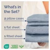 King Size 4 Piece Sheet Set - Comfy Breathable & Cooling Bed Sheets Set - Hotel Luxury Bedding for Women, Men, Kids, Teens, Boys & Girls - Deep Pockets, Soft & Wrinkle Free - Blue (Heathered Sheets)