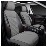 Joy Forserve Front Car Seat Covers for BMW,Leather Waterproof Seat Protector Custom Fit BMW X, i, and M Models, 3-8 Series, Including X5, 328i, etc,2 Pack,Gray
