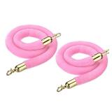 PATIKIL 4 Feet Light Pink Velvet Stanchion Rope, 2 Pack Crowd Control Barrier Rope with Snap Hooks for Posts Stands Queue Divider of Hotel Theater, Golden