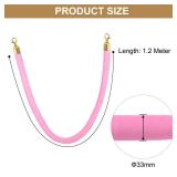 PATIKIL 4 Feet Light Pink Velvet Stanchion Rope, 2 Pack Crowd Control Barrier Rope with Snap Hooks for Posts Stands Queue Divider of Hotel Theater, Golden
