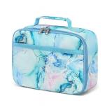 LEDAOU Lunch Bag Kids Insulated Lunch Box Girls Toddler Reusable LunchBox for School Picnic Hiking (Marble Blue)
