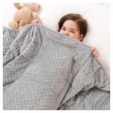Kivik 3 lbs Weighted Blanket, Cooling Soft Minky Dotted Heavy Blankets Throw for Better Relaxing & Sleeping, Machine Washable, 36x48 Inches, Grey