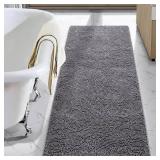 LOCHAS Luxury Bathroom Rug Shaggy Bath Mat 24 x 60 Inch, Washable Non Slip Bath Rugs for Bathroom Shower, Soft Plush Chenille Absorbent Carpets Mats, Gray