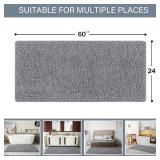 LOCHAS Luxury Bathroom Rug Shaggy Bath Mat 24 x 60 Inch, Washable Non Slip Bath Rugs for Bathroom Shower, Soft Plush Chenille Absorbent Carpets Mats, Gray