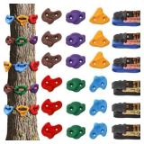 Youeon 18 Pcs Tree Climbing Holds with 6 Ratchet Straps, Outdoor Tree Climbing Kit, Outdoor, Backyard, Gym, Obstacle Course Training