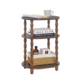 MaxSmeo Side Table, 3-Tier Small End Table, Modern Oval Night Stand Accent Table for Living Room, Bedroom, Rustic Brown