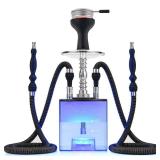 Hookah Set with Everything - Kitosun Updated Cube Modern Shisha include Vulcan HMD Silicone Phunnel Bowl Silk Pipe Coal Tongs Remote LED Light for Great Smoking | Easy Cleaning Easy Inhale 2 Hoses