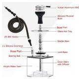 Hookah Set with Everything - Kitosun Updated Cube Modern Shisha include Vulcan HMD Silicone Phunnel Bowl Silk Pipe Coal Tongs Remote LED Light for Great Smoking | Easy Cleaning Easy Inhale 2 Hoses