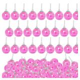 Pink Mini Disco Ball Decor: 60 Pack Hanging Mirror Ball Ornaments 1.2 Inch Disco Balls Decorations Bulk for Party Christmas Tree Cake Room Birthday