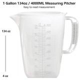 1 Gallon Measuring Pitcher-Convenient Conversion Chart,134oz Extra Large Plastic Measuring Cup-Strong Food Grade Material,Graduated Mixing Pitcher Great for Lawn,Pool Chemicals, Motor Oil and Fluids