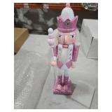 BrichLife 11.8\" Tall Wooden Nutcracker Soldier Figure Decoration Traditional Wooden Nutcracker Soldier Christmas Decoration Ornament Holiday Party Outdoor (Pink Scepter King)