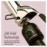 HOT Tools 24K Gold Professional 3/4\" Extended Barrel Curling Iron with Clamp for Defined Curls - 24K Gold Technology for Long-Lasting Results & Longer Barrel for Easy Styling