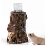 Zhilishu Hamster Water Bottle for Glass Tank, 3-in-1 Adjustable 80ML Gerbil Water Bottle with Stand Holder, Chew Proof Ceramic Water Dispenser for Dwarf Syrian Hamster Mice Rat