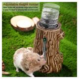 Zhilishu Hamster Water Bottle for Glass Tank, 3-in-1 Adjustable 80ML Gerbil Water Bottle with Stand Holder, Chew Proof Ceramic Water Dispenser for Dwarf Syrian Hamster Mice Rat