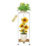 KMOTASUO 2 Tier White Plant Stand Indoor for Large Tall Heavy Duty Planter, Multiple Sturdy Metal Flower Corner Rack for Narrow House Floor, Iron Vertical Level Round Orchi Holder Organizer, Modern