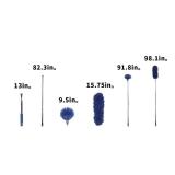 ZZ LAZYCOTTAGE Cobweb Duster with Extension Pole, Washable Cleaning Duster Kit with 2 Duster Heads, Cobweb Duster, Corner Brush, Aluminum Telescoping Pole for Ceiling Fan (Blue)