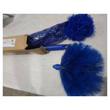 ZZ LAZYCOTTAGE Cobweb Duster with Extension Pole, Washable Cleaning Duster Kit with 2 Duster Heads, Cobweb Duster, Corner Brush, Aluminum Telescoping Pole for Ceiling Fan (Blue)