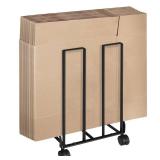 Carton Storage Rack with Caster Wheels, Portable Cardboard Organizer, Carton Stand for Cardboard Storage, Carton Cart for Home Warehouse, Black Carton Organizer