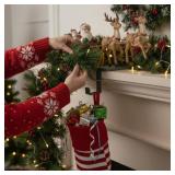 Chunful 6 Pcs 2 in 1 Fireplace Garland and Stocking Hangers Christmas Stocking Holder for Mantel Heavy Duty Metal Stocking Hanger Base for Fireplace Holiday Xmas Party Decor (Black)