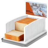 Kiss Core New Upgrade Bread Slicer for Homemade Bread, Bread Slicing Guide Adjustable Width, Foldable and Compact Cutting Guide with Crumb Tray, Suitability for Homemade Bread, Bagels, Cakes