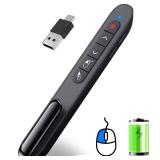 DINOSTRIKE Wireless Presenter Remote with Air Mouse Control, Rechargeable USB A&C Presentation Clicker PPT Pointer RF 2.4GhZ PowerPoint Clicker Slide Advancer for Computer Laptop Mac