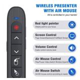 DINOSTRIKE Wireless Presenter Remote with Air Mouse Control, Rechargeable USB A&C Presentation Clicker PPT Pointer RF 2.4GhZ PowerPoint Clicker Slide Advancer for Computer Laptop Mac