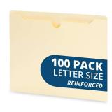 Blue Summit Supplies Manila File Jackets, Reinforced Straight Cut Tab, Designed for Use in Standard Hanging Files, Letter Size, 100 Pack