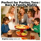 Divided Serving Tray with 5 Deep Compartments & Flip Lid 11" Rotating Fruit & Veggie Platter, 2-Tier Lazy Susan Snack Tray,BPA-Free Party Tray for Chips, Toppings, Appetizers & Holiday Hos