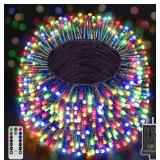Ccinny 394FT 1200 LED Christmas Lights Outdoor, Christmas Tree Lights Plug in, 8 Modes Twinkle String Lights for Bedroom Wedding Party Holiday Xmas Home Decorations Multicolored