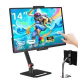14 Inch Touchscreen Portable Monitor 1200P Slim and Lightweight Bezel less FHD IPS HDR Gaming Monitor, Laptop Travel Sub-Monitor with Built-in Speakers and VESA for Laptop Mac PC Xbox PS4/5 Switch