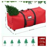 Mrrihand Christmas Tree Storage Bag, Large Artificial Anti-Tear Heavy-Duty 600D Oxford Cloth Xmax Christmas Tree Storage Box with Rolling Wheels, Christmas Tree Storage Container (Red, 7.5Ft)