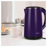 Secura Original Stainless Steel Double Wall Electric Water Kettle 1.8 Quart with Auto Shut-Off & Boil-Dry Protection, Dark Purple SWK-1701DP/HB-3227B