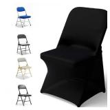 Hptmus 30 PCS Spandex Folding Chair Covers, Stretch Dining Chair Cover Universal Fit Slipcovers for Wedding, Party, Banquet, Event, Celebration Flat-Front Chairs (Black)