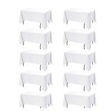 Dailyset 10-Pack White Tablecloths for Rectangle Tables, 60 x 120 Inches, Stain-Resistant Polyester Fabric for 6 Foot Tables - Washable Table Covers for Weddings, Banquets, Birthday, Parties, Events