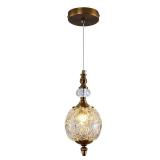 Piepooye Vintage Glass Pendant Light Antique Brushed Gold Chandelier 4.72\" Mini Adjustable Hanging Ceiling Light Fixture for Kitchen Island Farmhouse Dining Room Bedroom Foyer Entryway